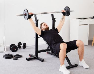 Multipower basic home gym kit with bench weights and rubber flooring