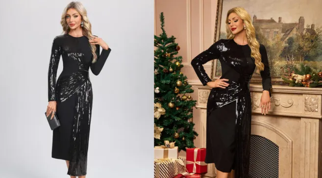 The Fernanda Stretch Crepe Midi Dress converted