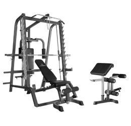 Kit basico de academia Multipower para uso domestico com banco pesos e piso de borracha. 1